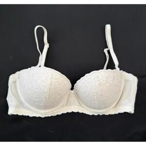 Aerie White Lace Everyday - Strapless Balconette Bra